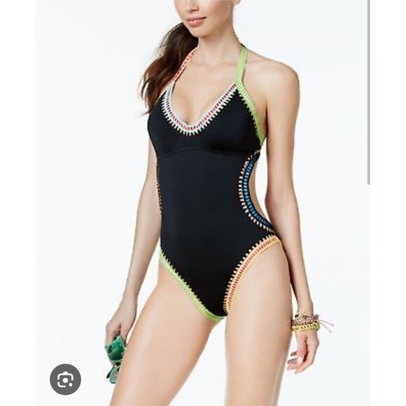 Bar III Other - Bar III Size XL Be-Weave It Cut Out Maillot One Piece Swimsuit Black NWT $88